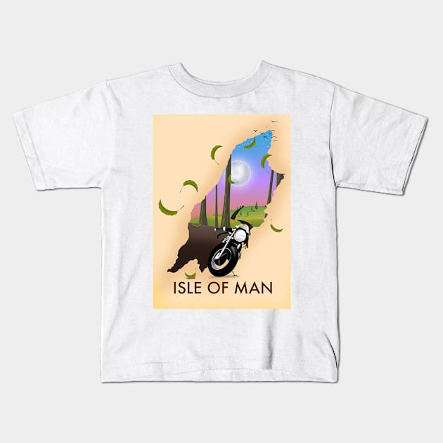 Isle of Man Travel poster Kids T-Shirt by nickemporium1